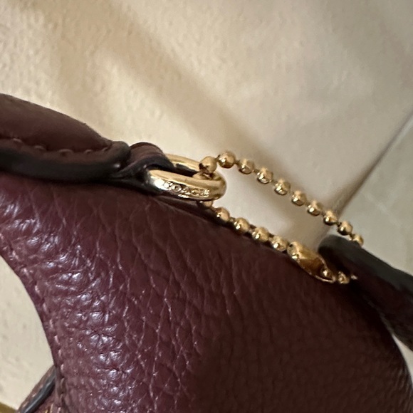 Coach Dark Red Leather Shoulder Bag with Gold Accents - Picture 2 of 8